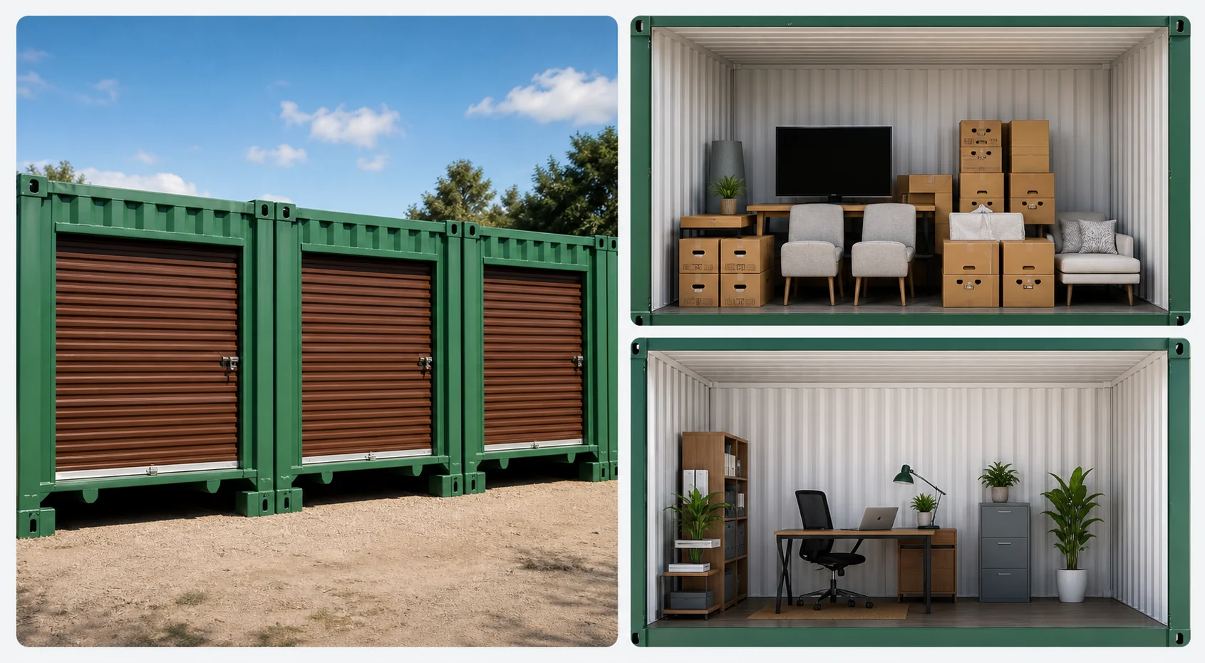 Container self storage units and fitted interiors