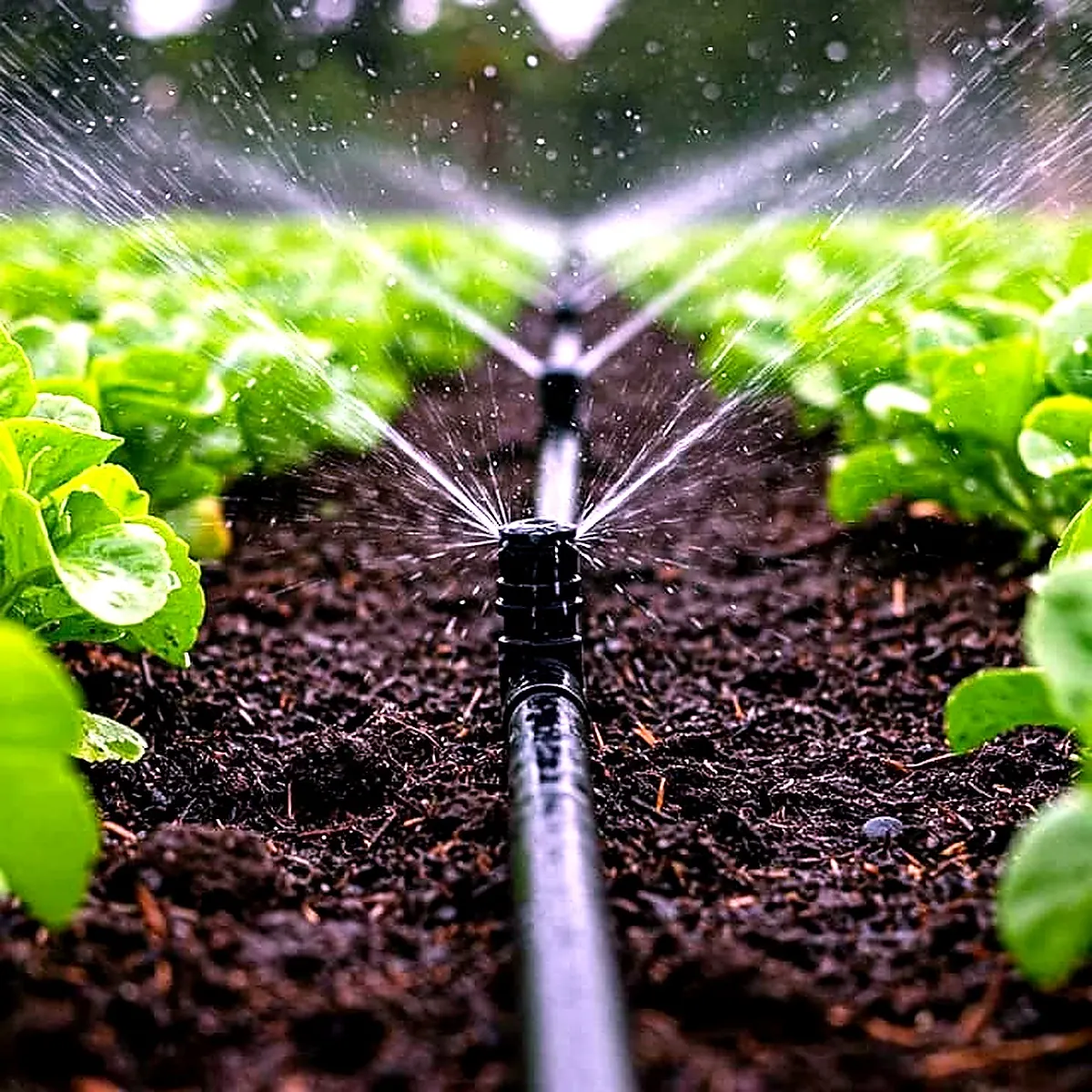 Drip irrigation in crop rows