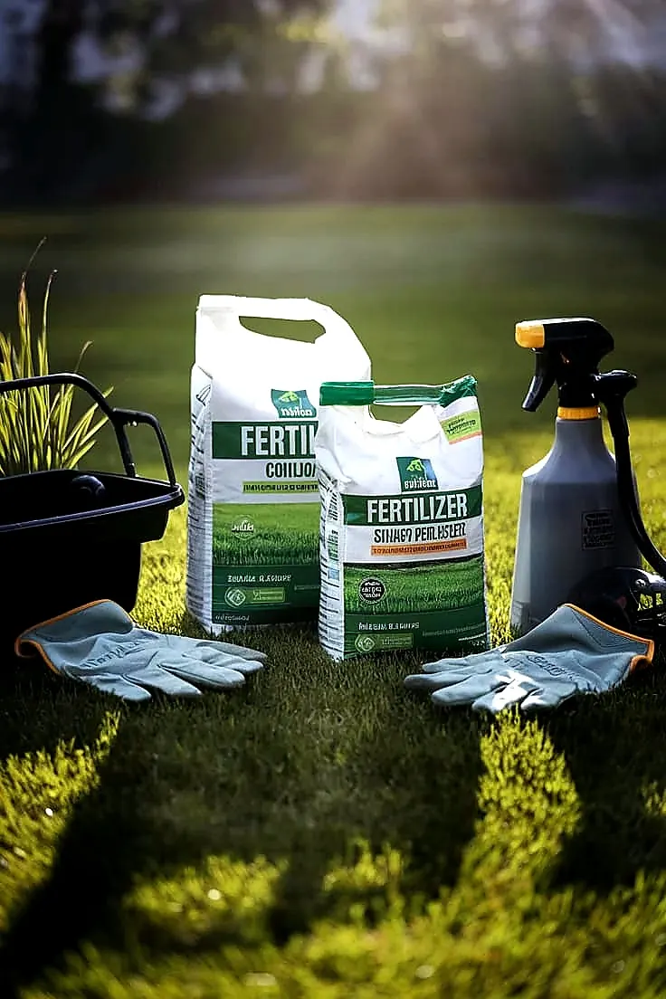 Pesticide canister on a lawn