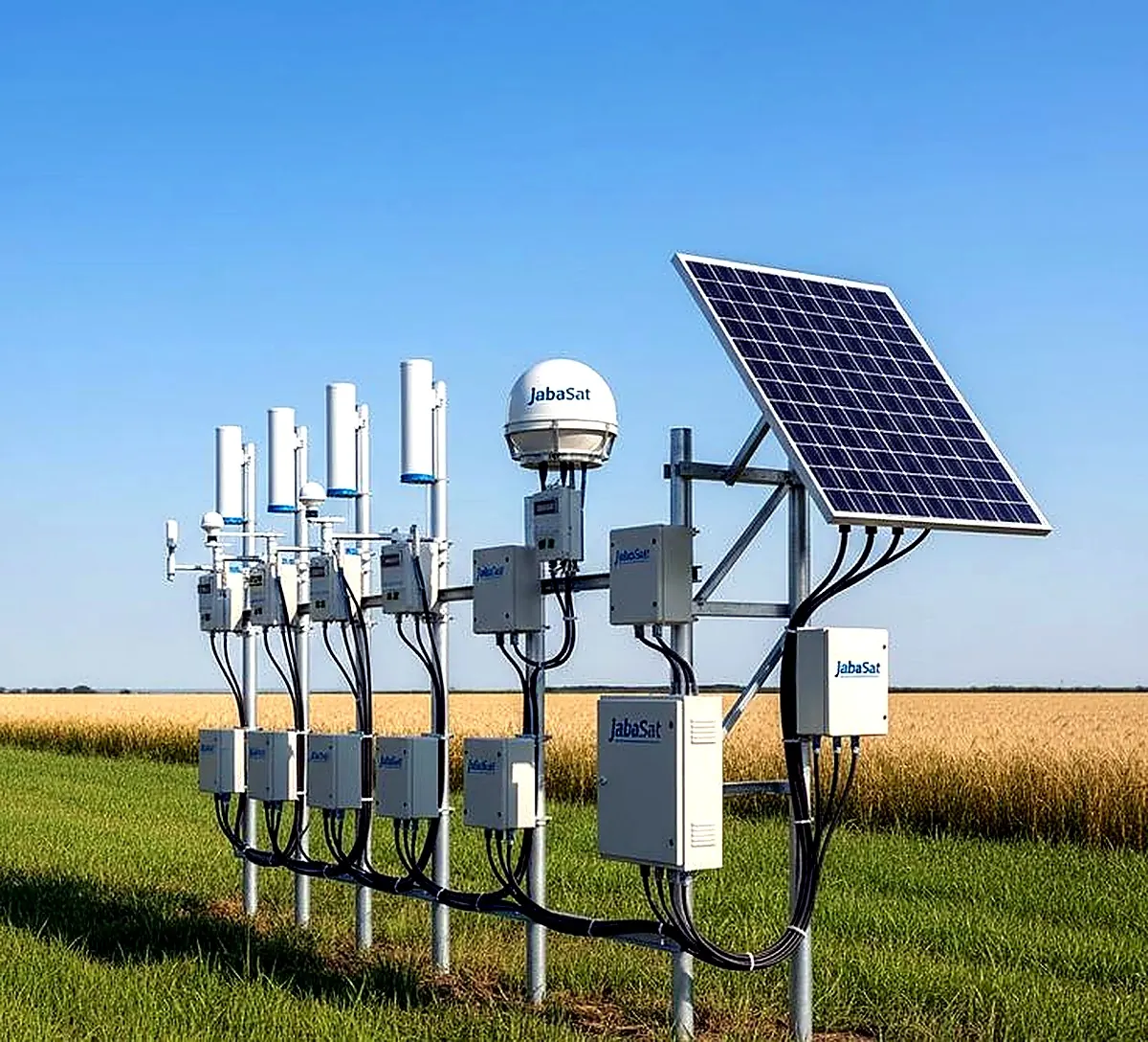 Solar weather station in a field