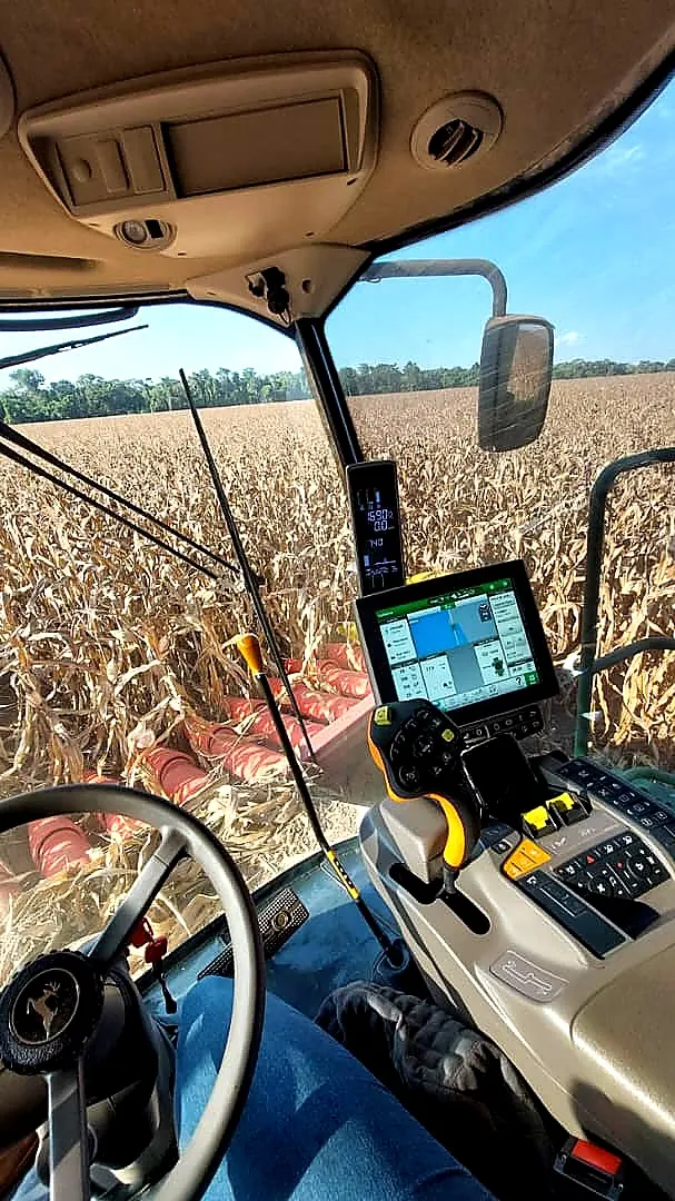 Tractor cab GPS in a field
