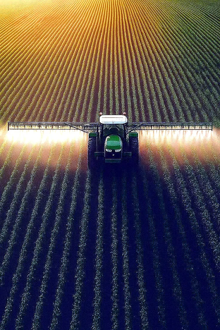 Tractor night field sprayer